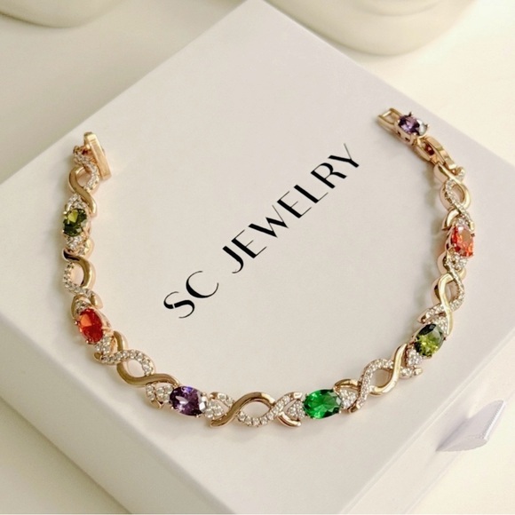 Tennis Bracelet | CZ Stone Wristband | 18K Gold Plated Luxury Jewelry - Picture 9 of 14